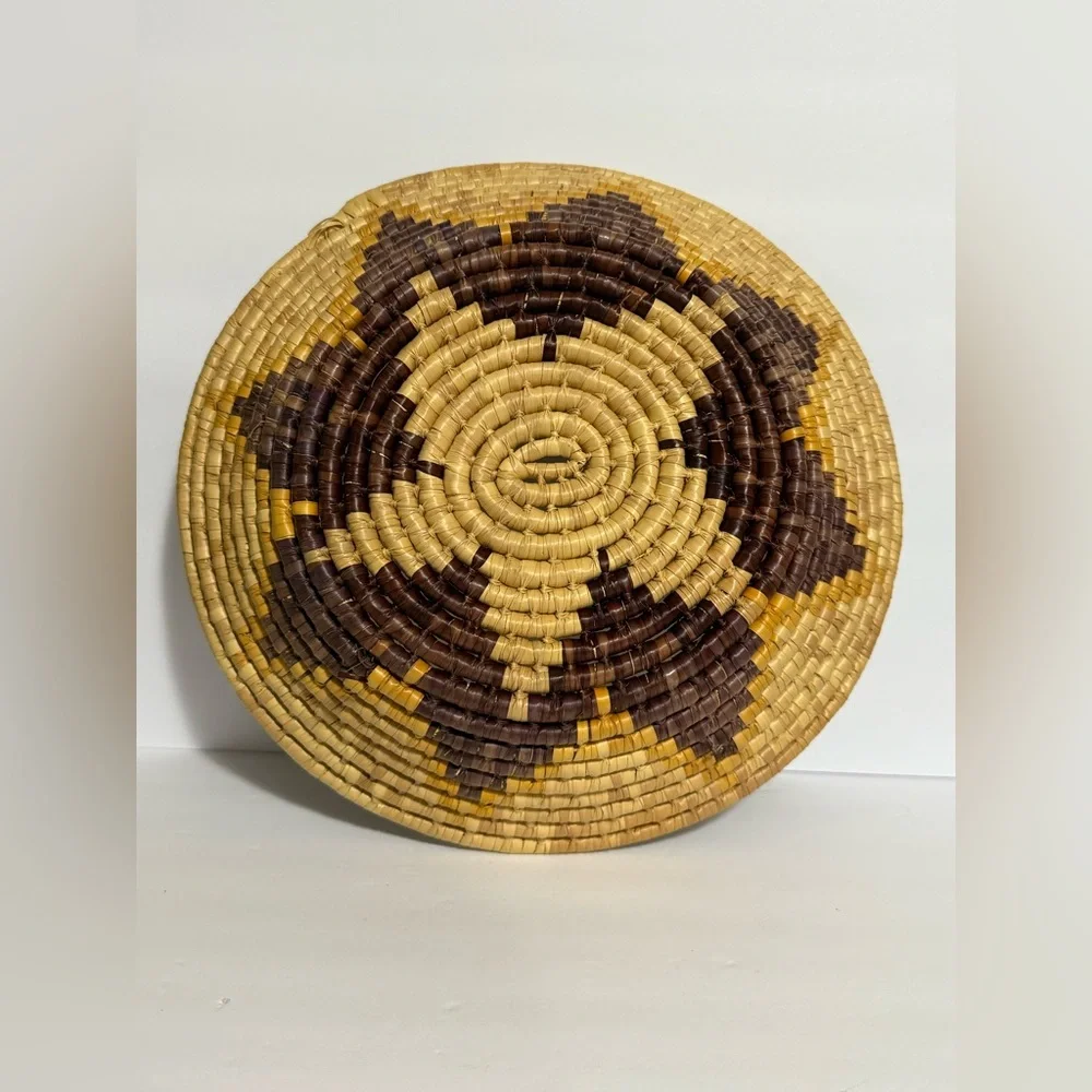 African Coil Swirl Designed Wall Basket Bowl~One Of A Kind~Unique Art Vintage